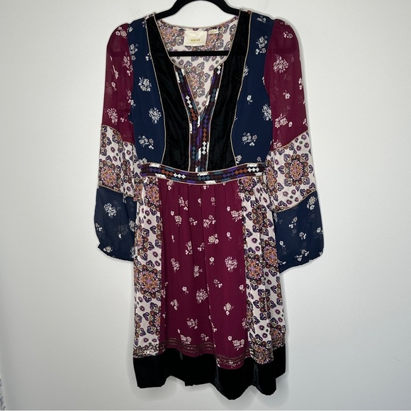 Maeve Anthropologie Small Quartier Latin Patchwork Mini Dress Bohemian Colorful - Picture 7 of 16